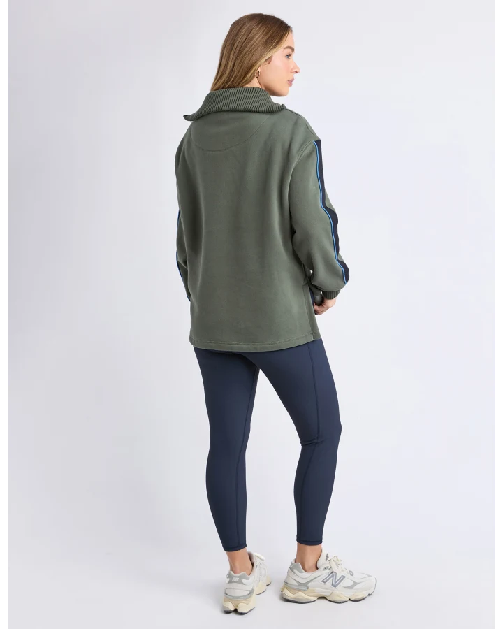 Knit Collar Crew - Khaki