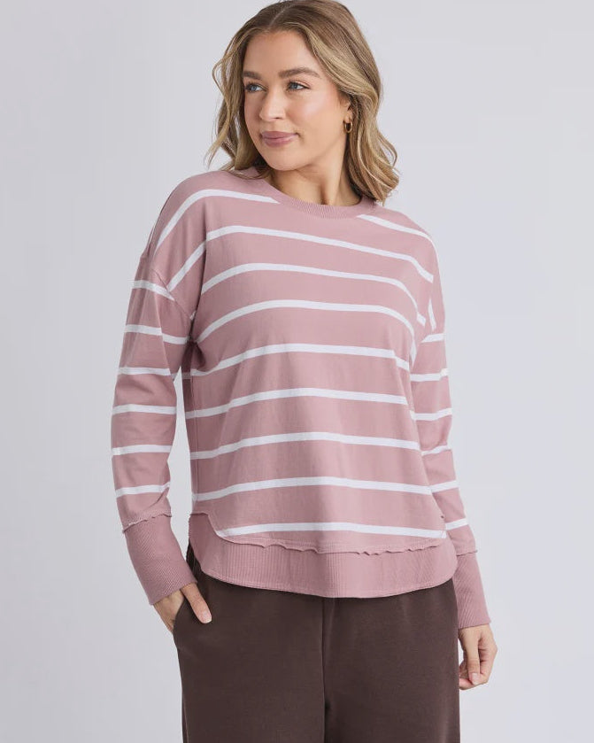 Farrah Stripe Long Sleeve Tee - Pinkm
