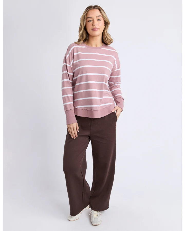Farrah Stripe Long Sleeve Tee - Pinkm