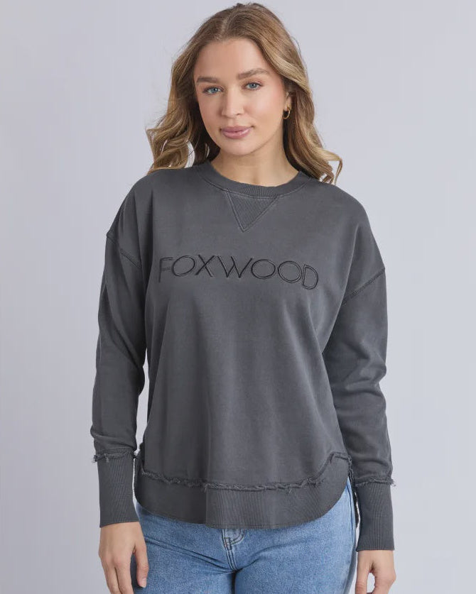 SIMPLIFIED CREW-CHARCOAL