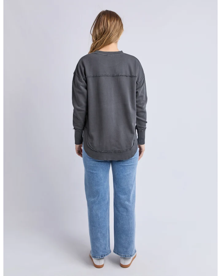 SIMPLIFIED CREW-CHARCOAL