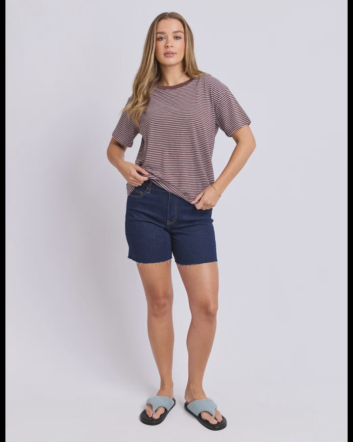 HUTCH STRIPE SS T-SHIRT (CHOCOLATE)