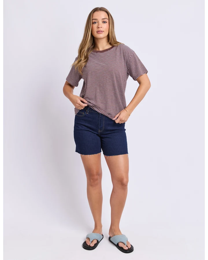 HUTCH STRIPE SS T-SHIRT (CHOCOLATE)
