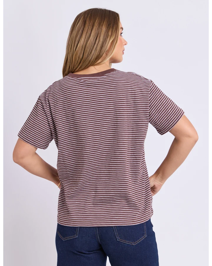 HUTCH STRIPE SS T-SHIRT (CHOCOLATE)