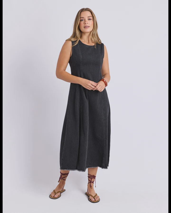 SOLENE DENIM DRESS-WASHED BLACK