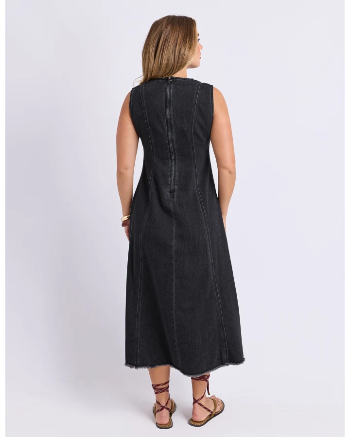 SOLENE DENIM DRESS-WASHED BLACK