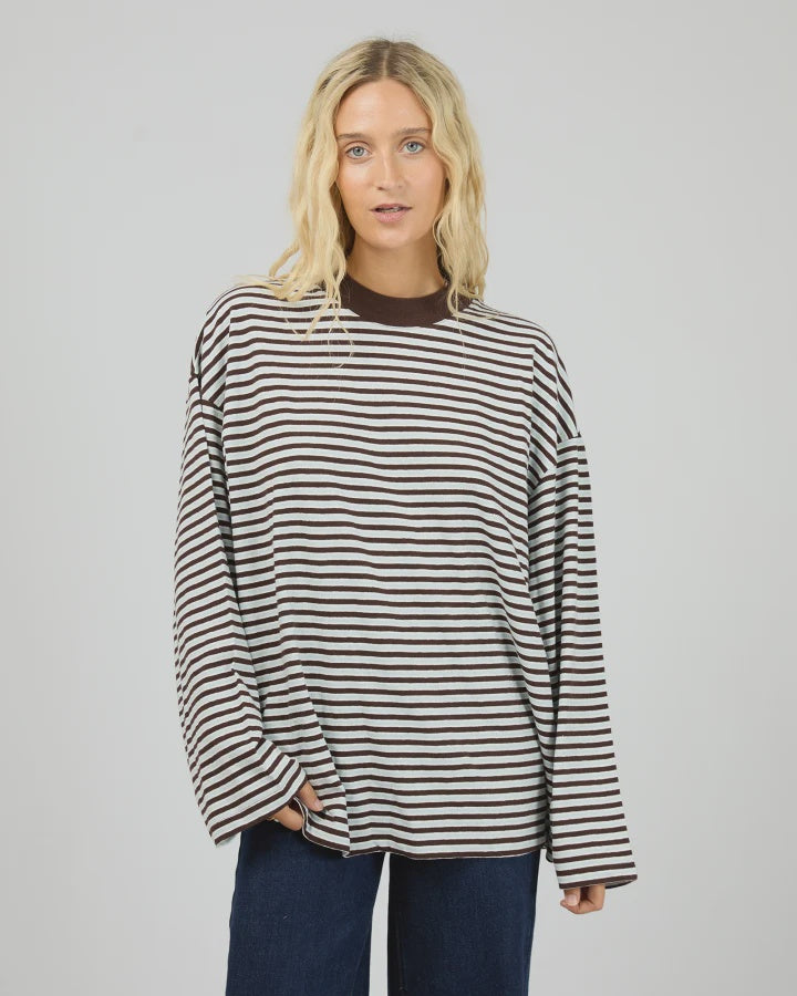 WINNIE LS STRIPE TEE-OCEAN BLUE