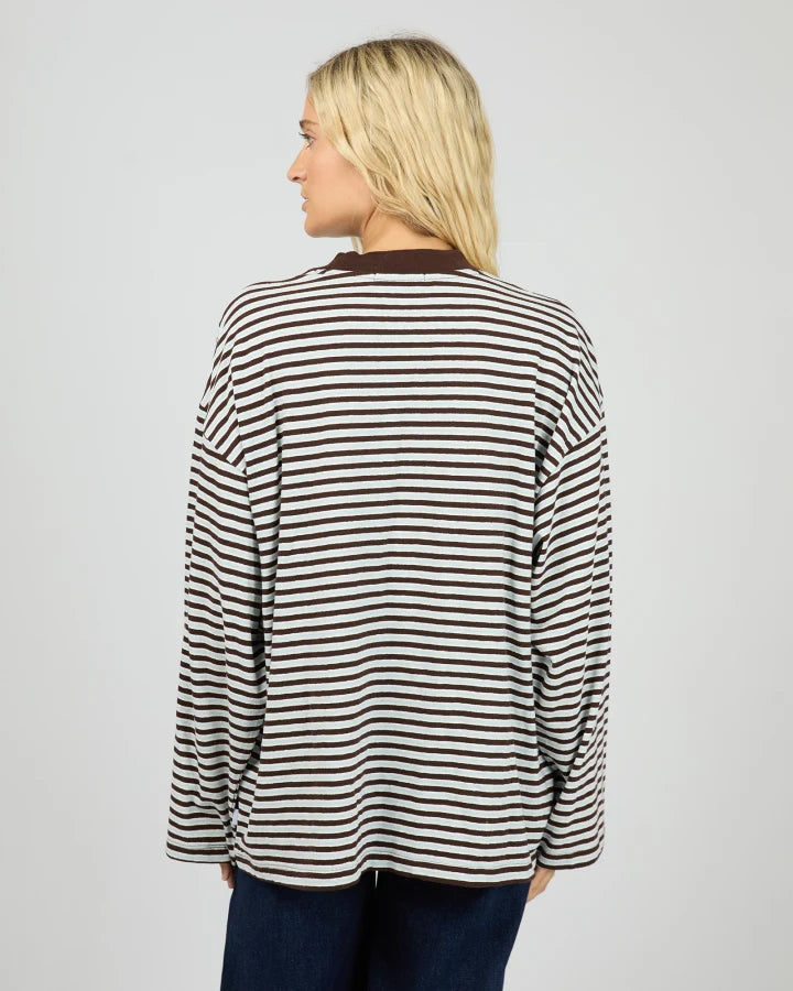 WINNIE LS STRIPE TEE-OCEAN BLUE