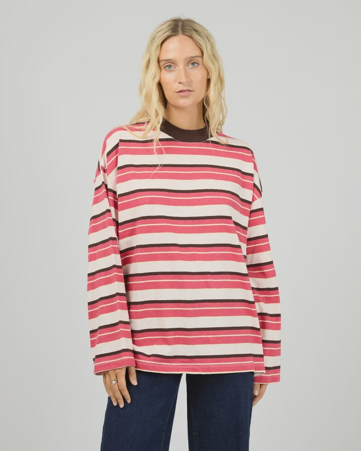 DOLLY LS STRIPE TEE-BERRY