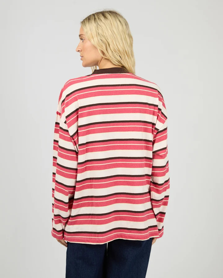 DOLLY LS STRIPE TEE-BERRY