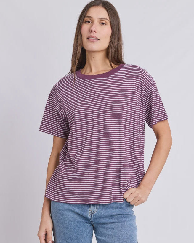 Hutch Stripe Tee - Plum