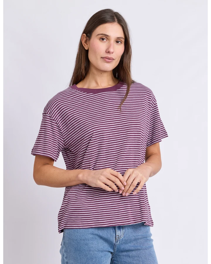 Hutch Stripe Tee - Plum