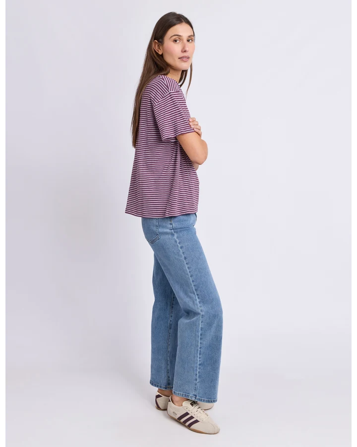 Hutch Stripe Tee - Plum