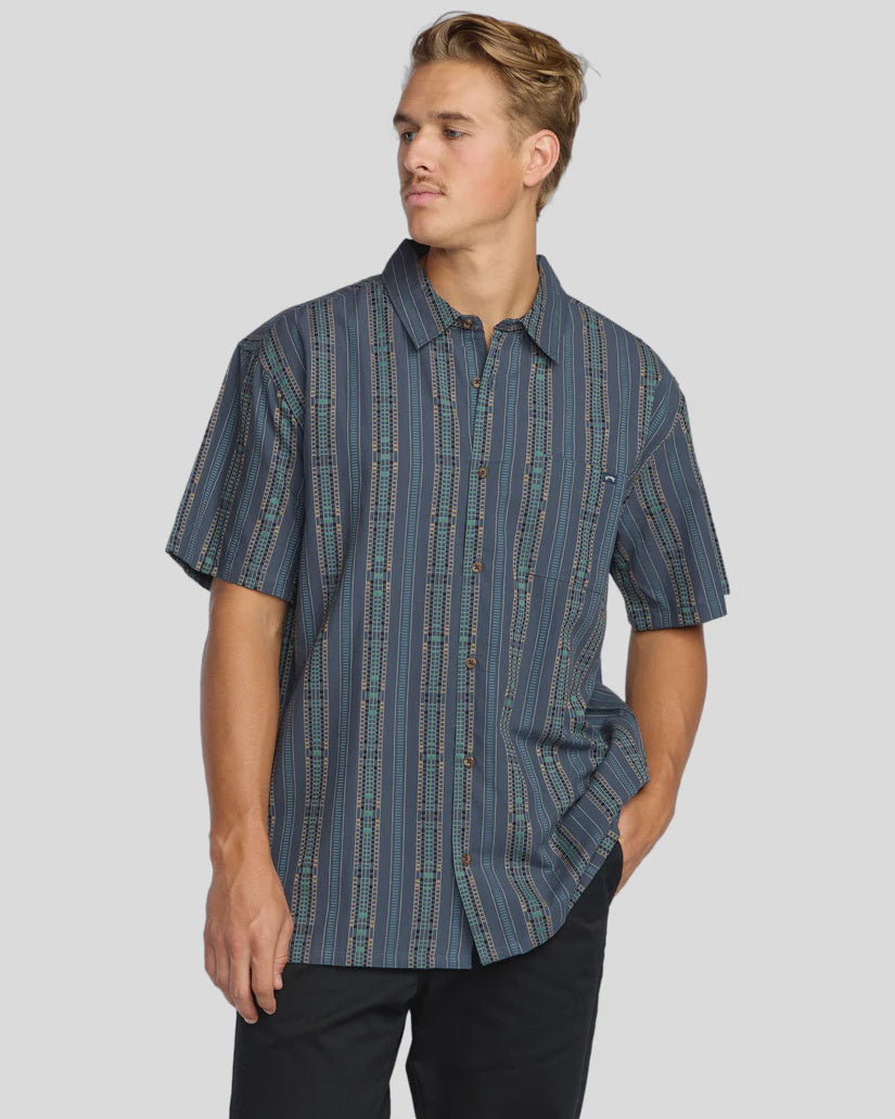 Sundays Jacquard SS Shirt  - Navy