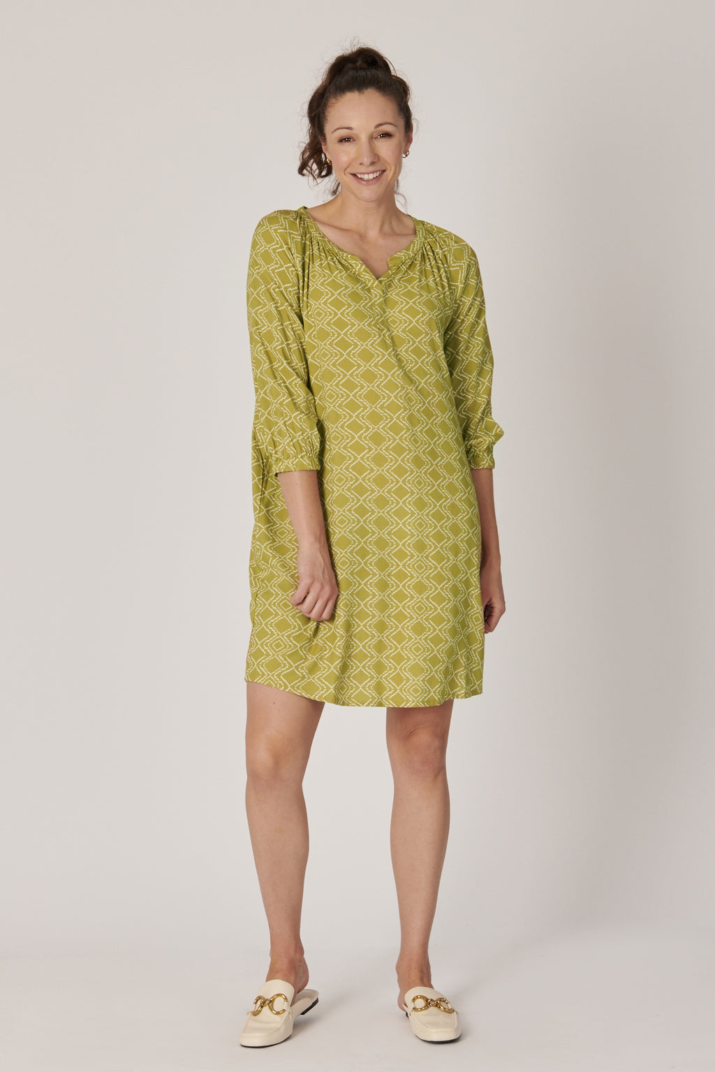 3/4 Sleeve Curve Hem Dress - 3024419