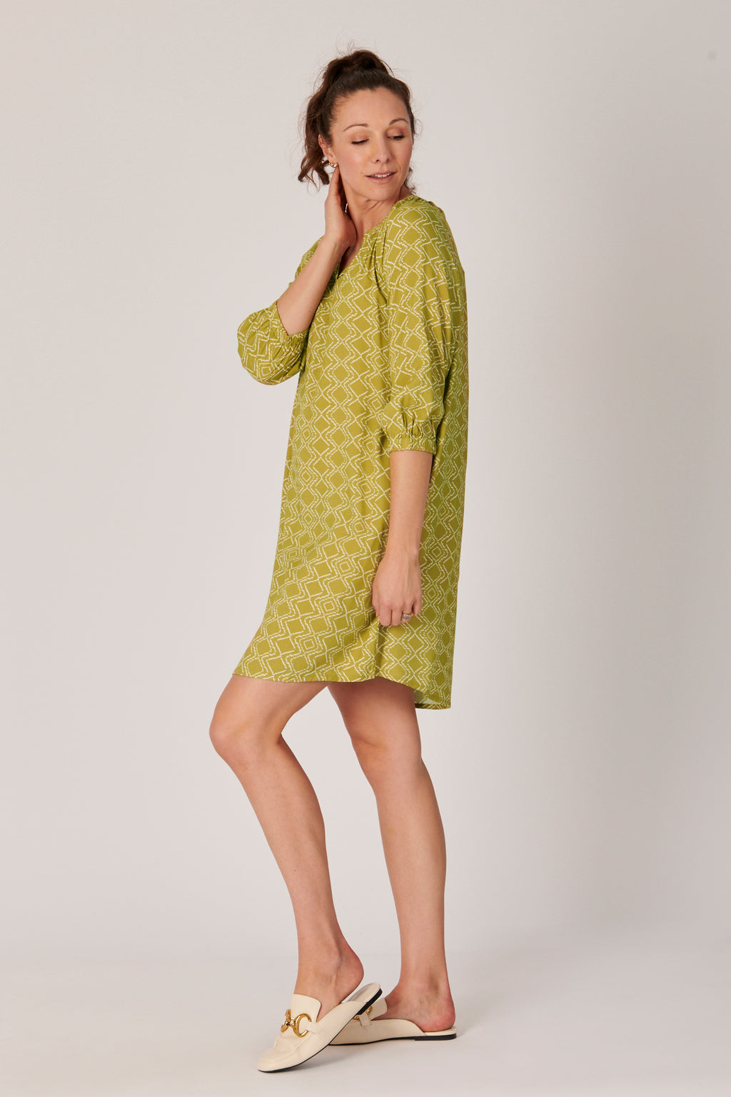 3/4 Sleeve Curve Hem Dress - 3024419