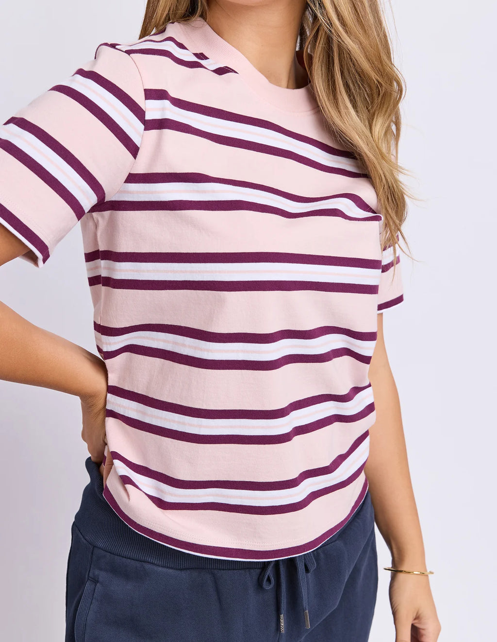 Pure Stripe Tee - Pink