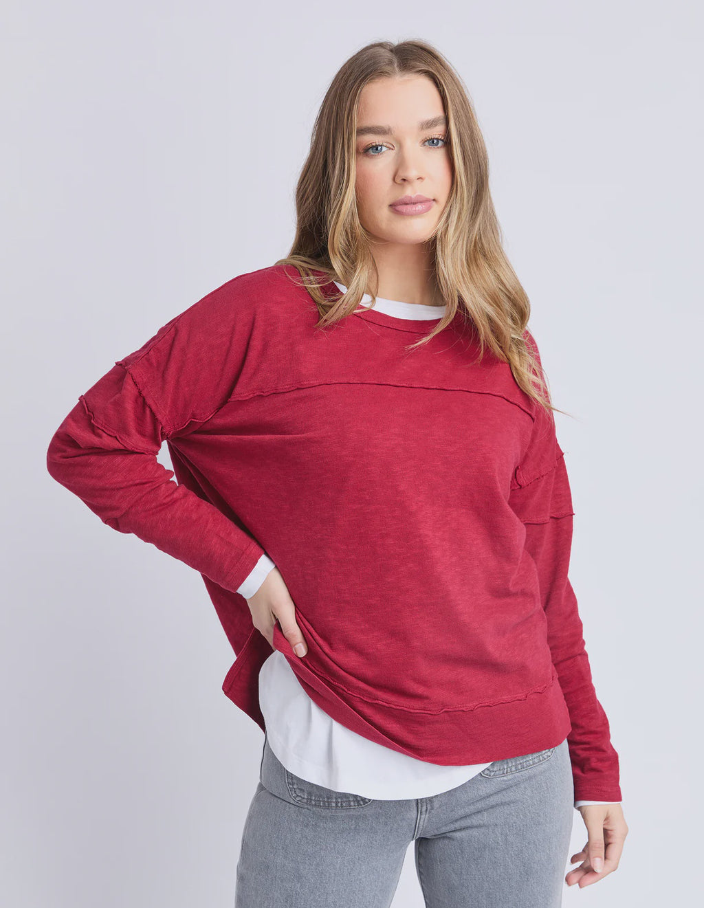 Jayne Throw On Top - Rhubarb
