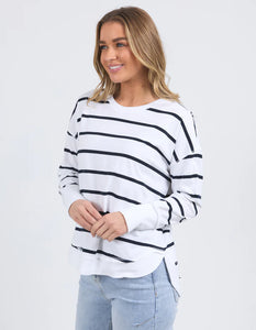 Farrah Stripe L/S - White/Navy