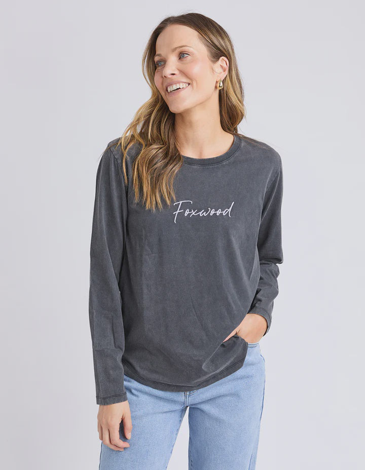 Signature Long Sleeve Tee - Washed Black