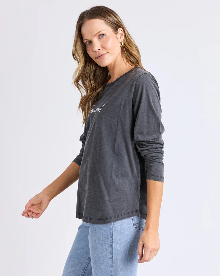 Signature Long Sleeve Tee - Washed Black