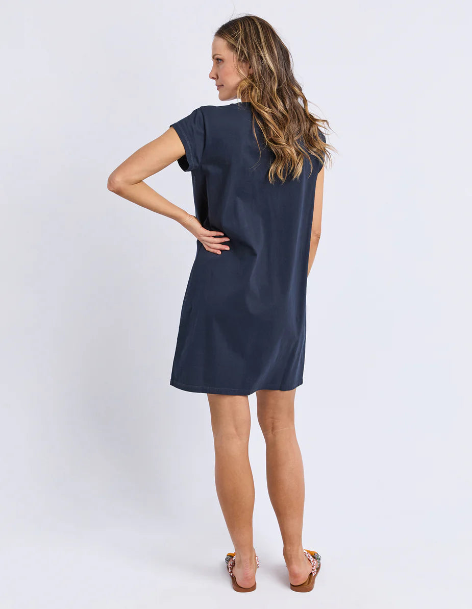 Signature Embroidery Tee Dress - Navy