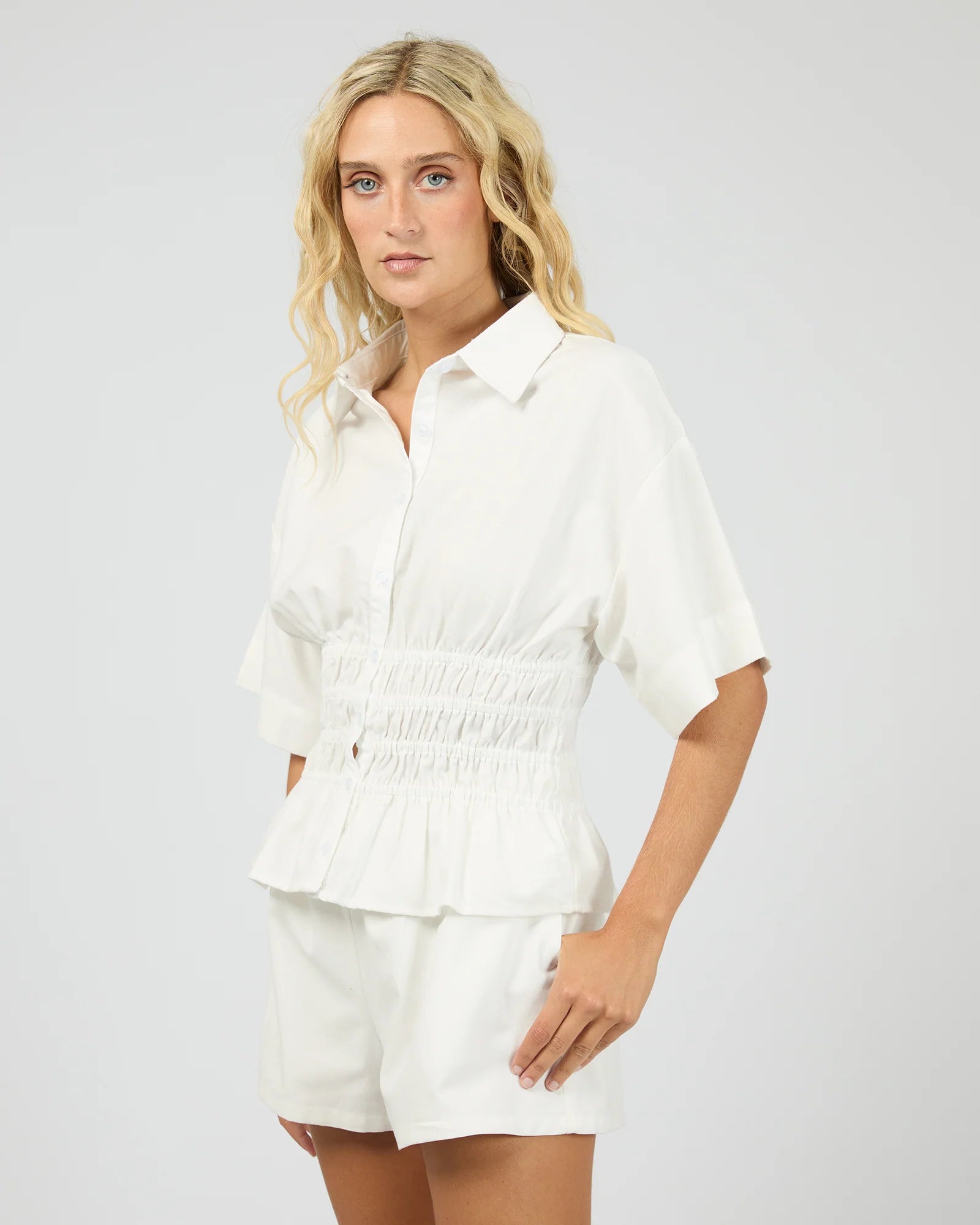 Timeless Shirred Top - White