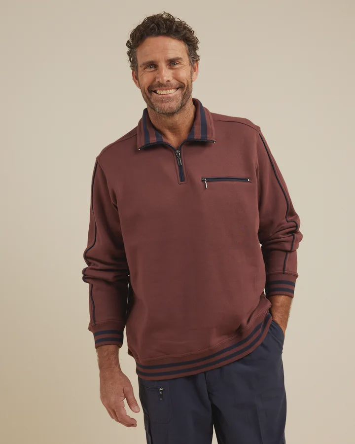 Kyler Snowy Mt Fleece Half Zip - Sepia