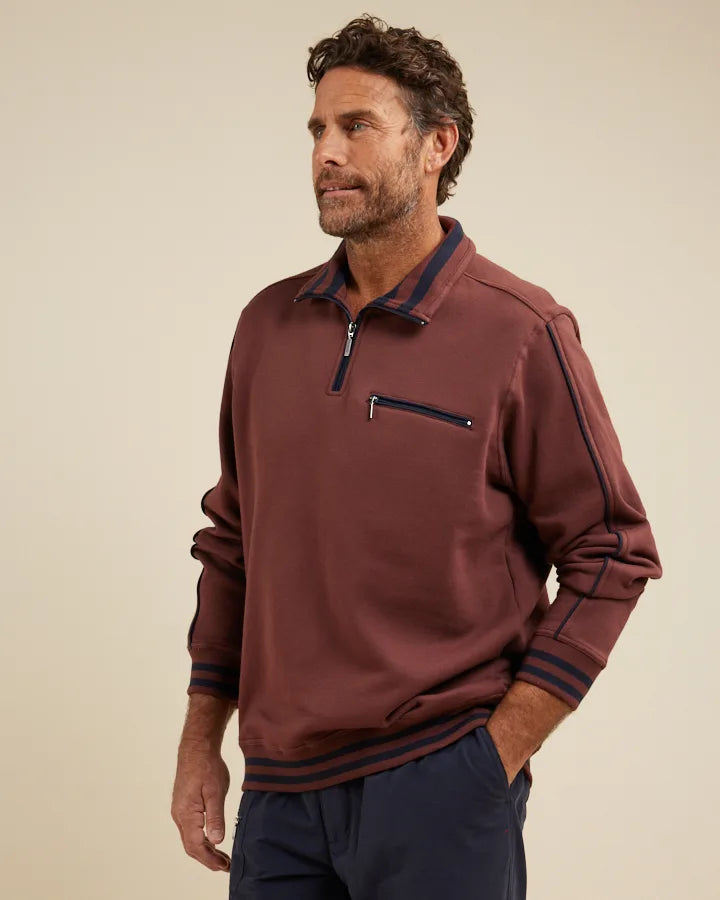 Kyler Snowy Mt Fleece Half Zip - Sepia