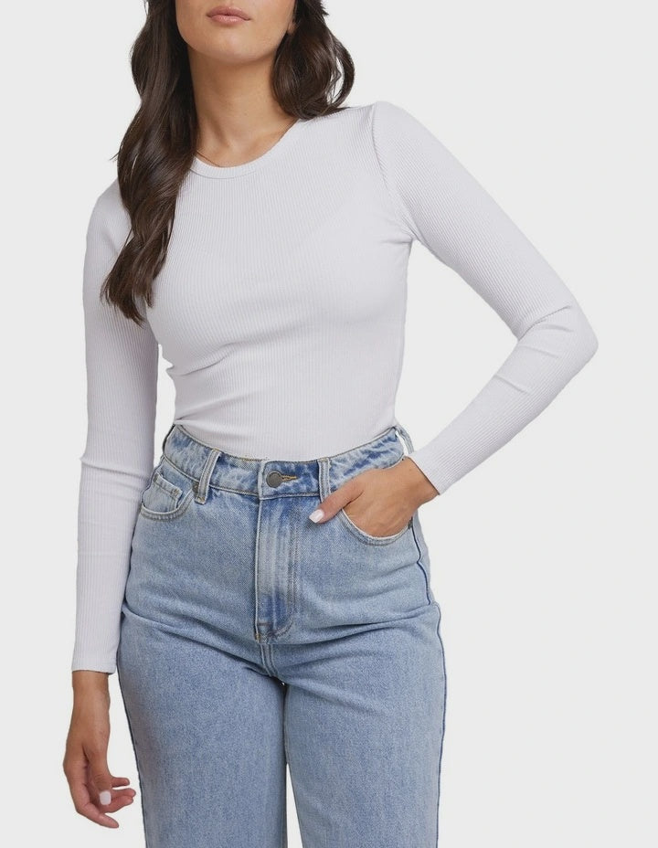 Eve Rib Baby L/S Tee - White