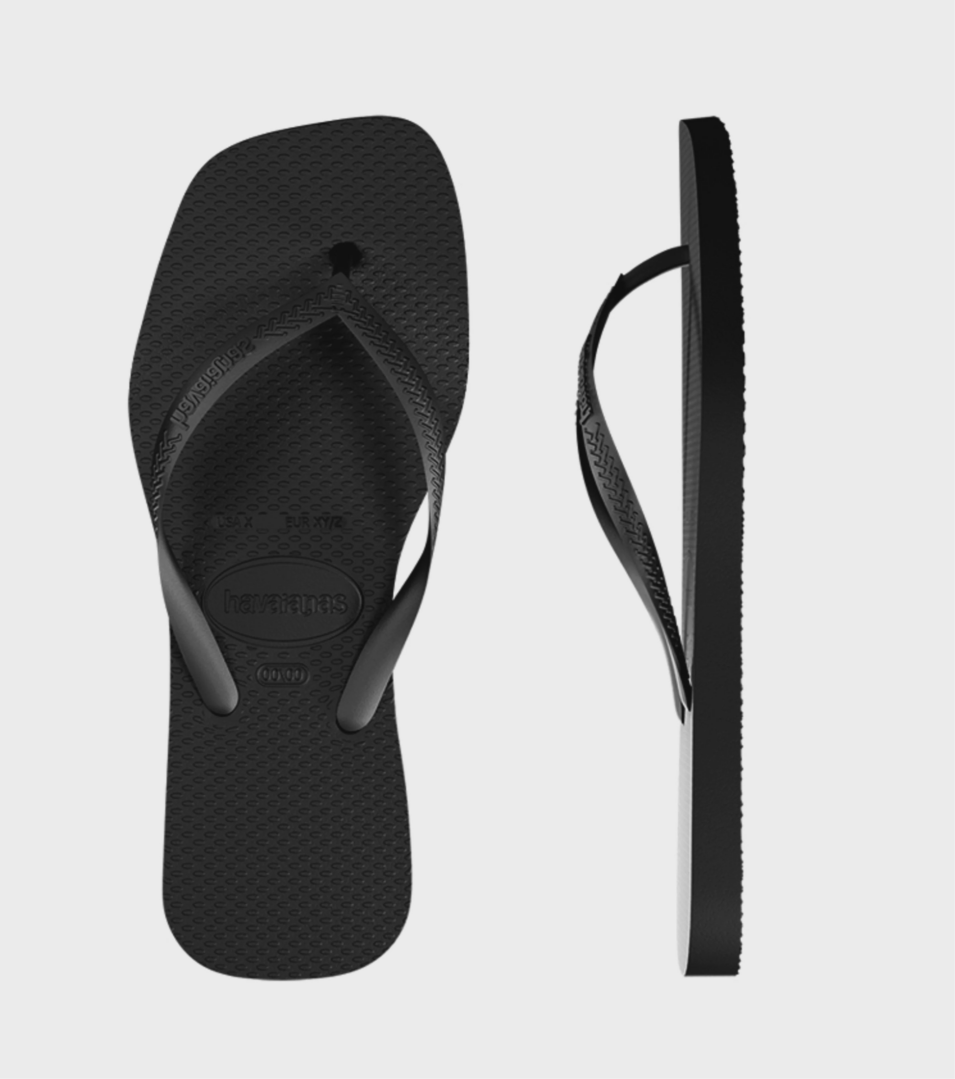 Slim Square Solid Thong - Black