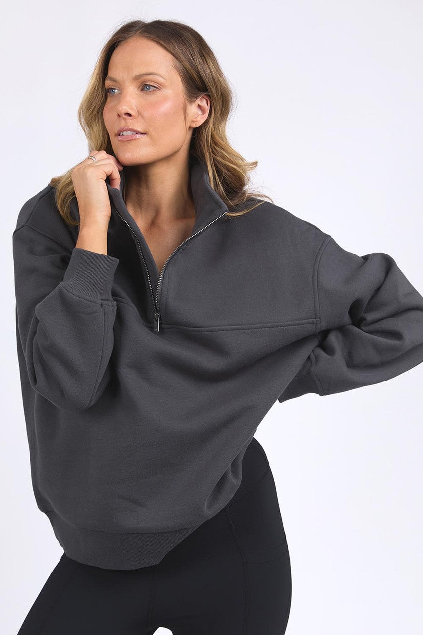 College Zip Crew - Washed Black