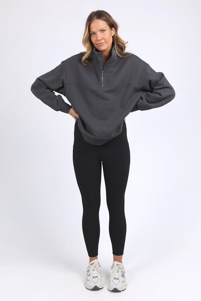 College Zip Crew - Washed Black