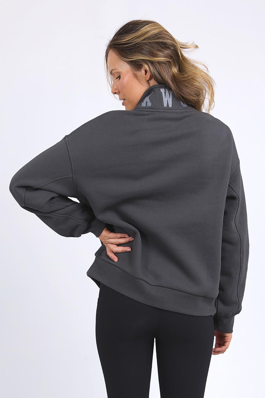 College Zip Crew - Washed Black