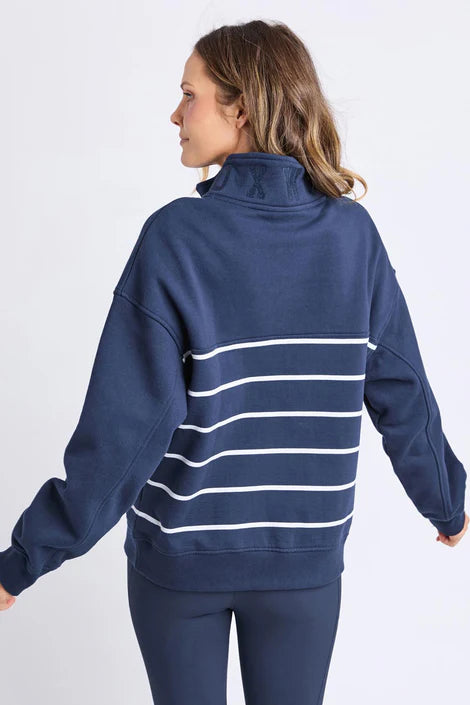 College Stripe Zip Crew