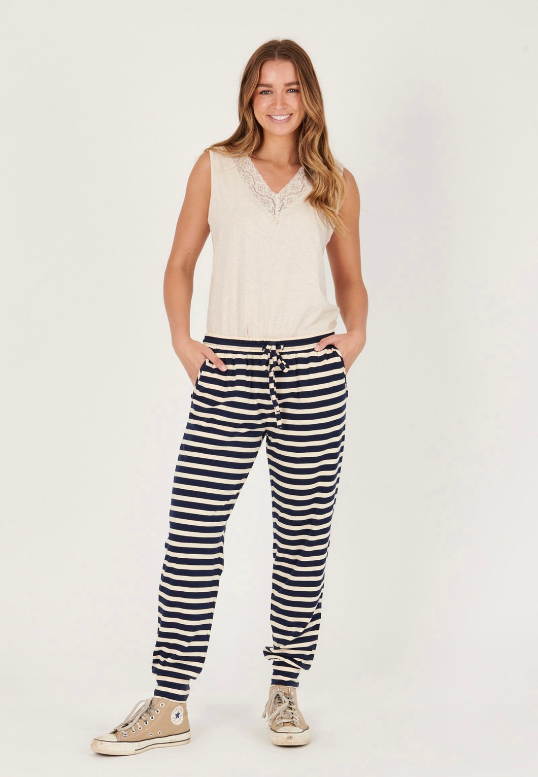 One Ten Willow Everyday Pant - Navy/Ecru