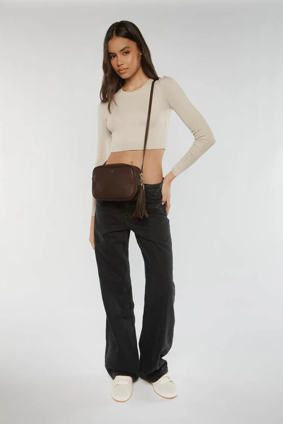 Gracie Crossbody Bag - Chocolate/Gold