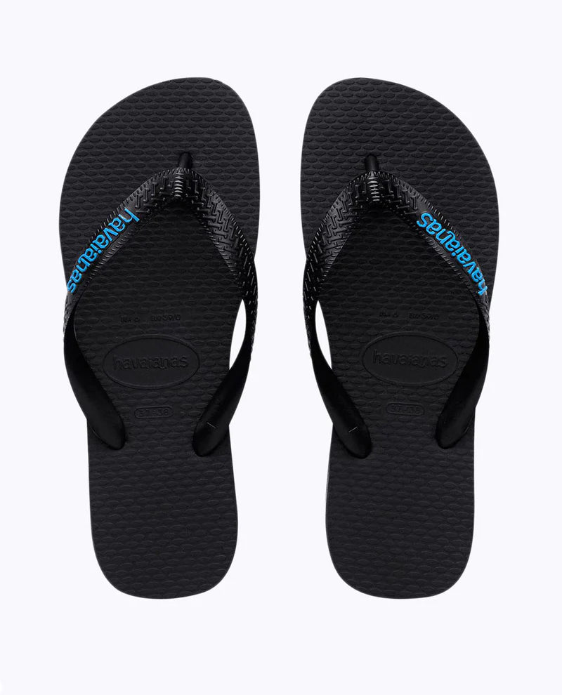 Rubber Logo Thong-Black/Blue