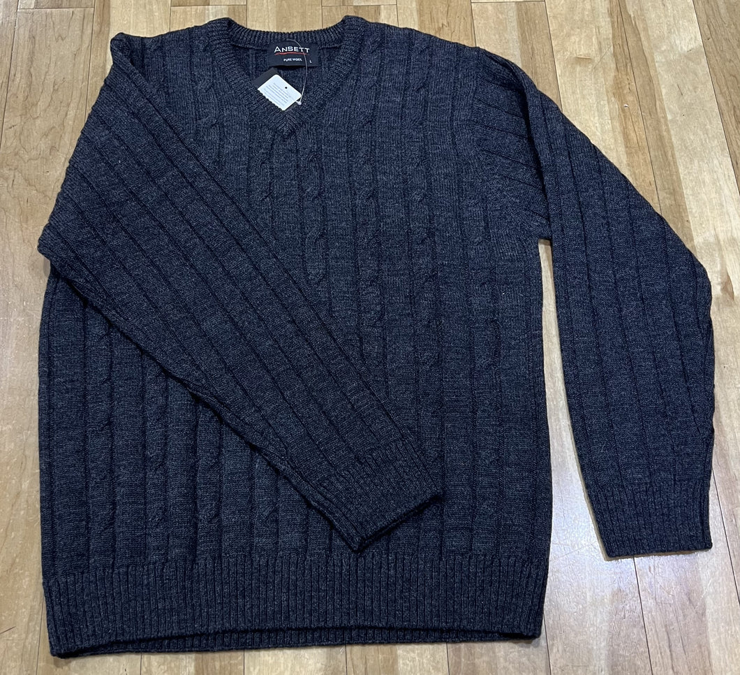 Ansett Wool Cable Vee Neck