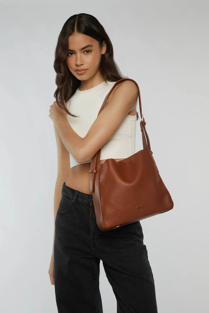 Otto Slouch Bucket Handbag - Tan
