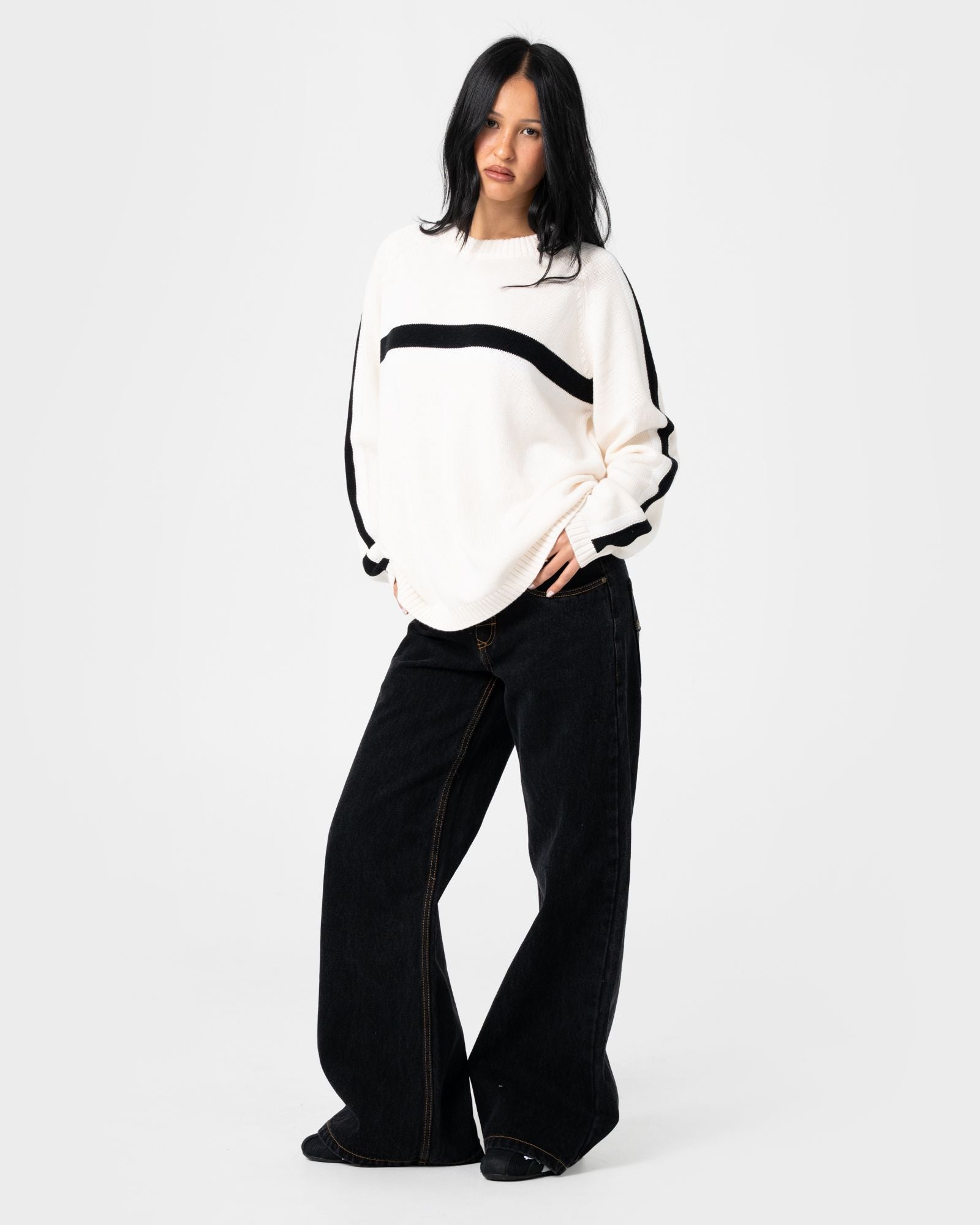 White Lines Crew Neck Crew