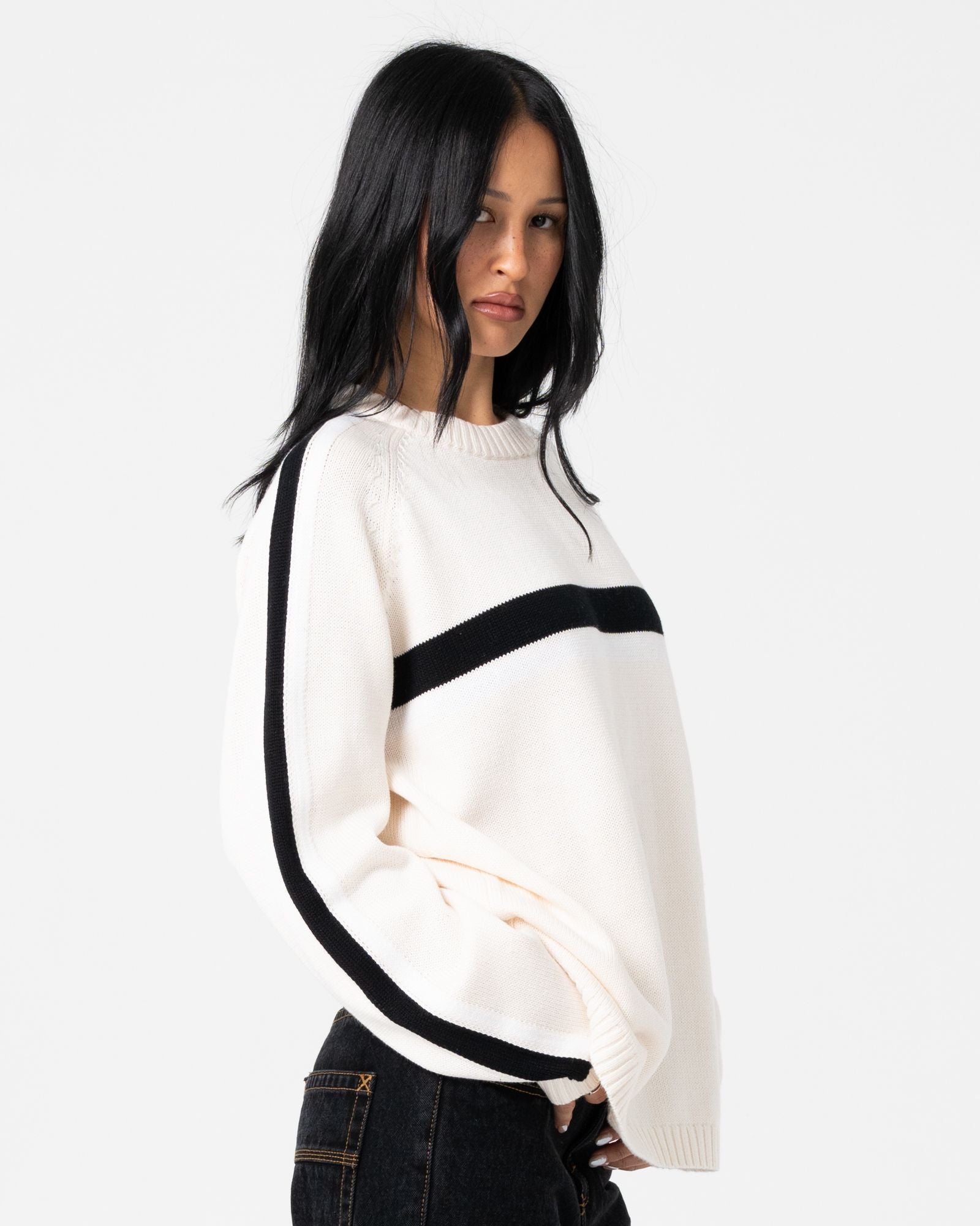 White Lines Crew Neck Crew