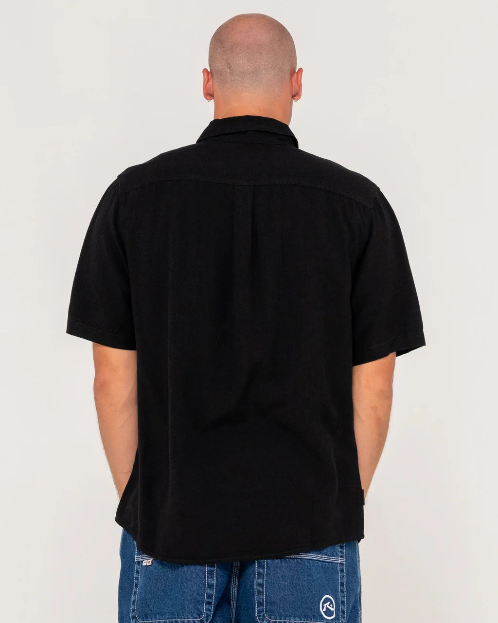 Overtone SS Linen Shirt - Black