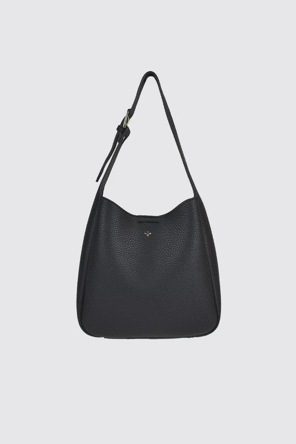 Zali Small Slouch Bucket Tote - Black Pebble