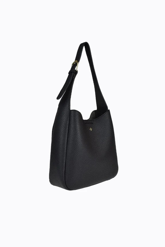 Zali Small Slouch Bucket Tote - Black Pebble