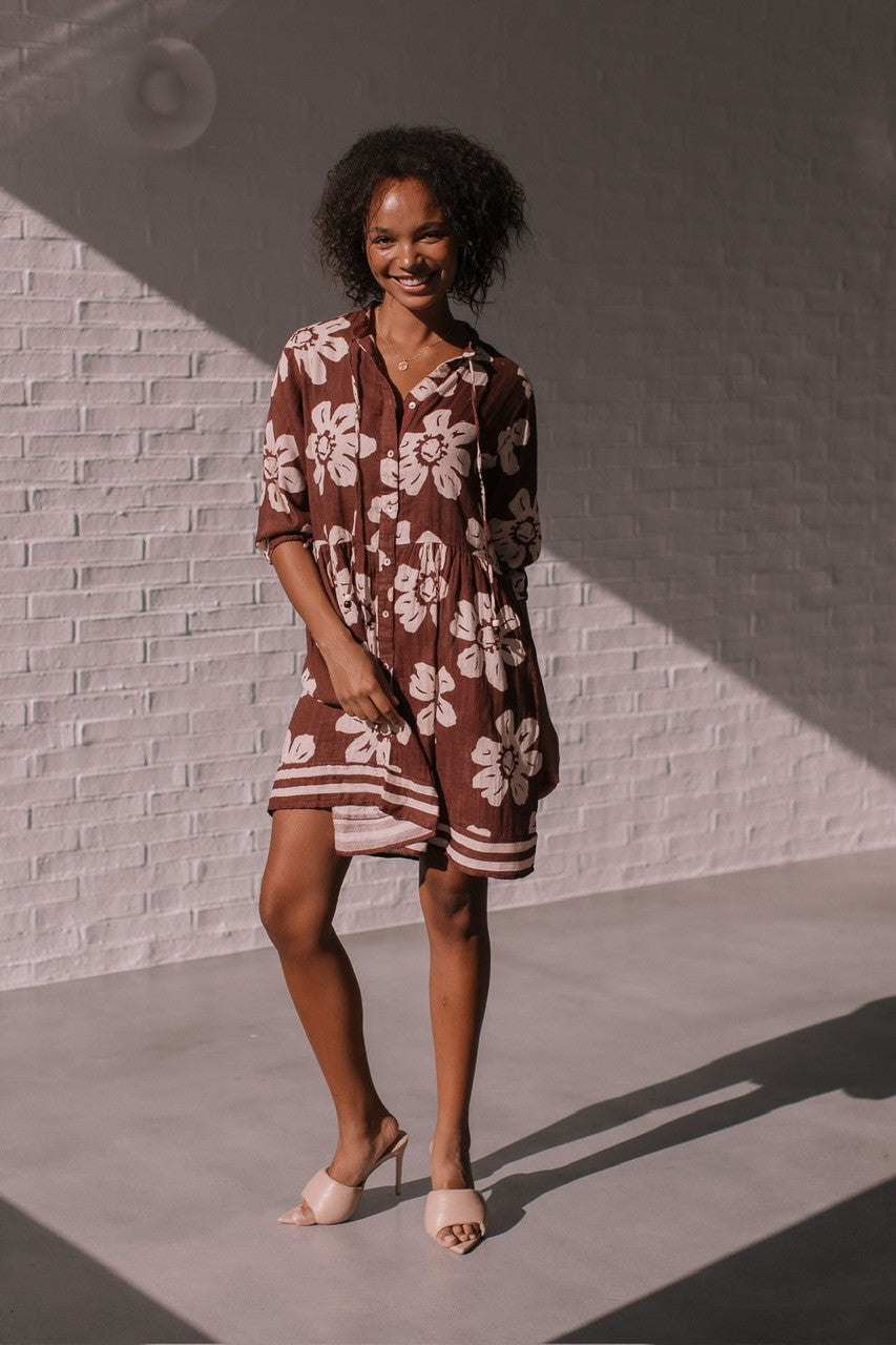 Stripe Boarder  Button Delyla Dress