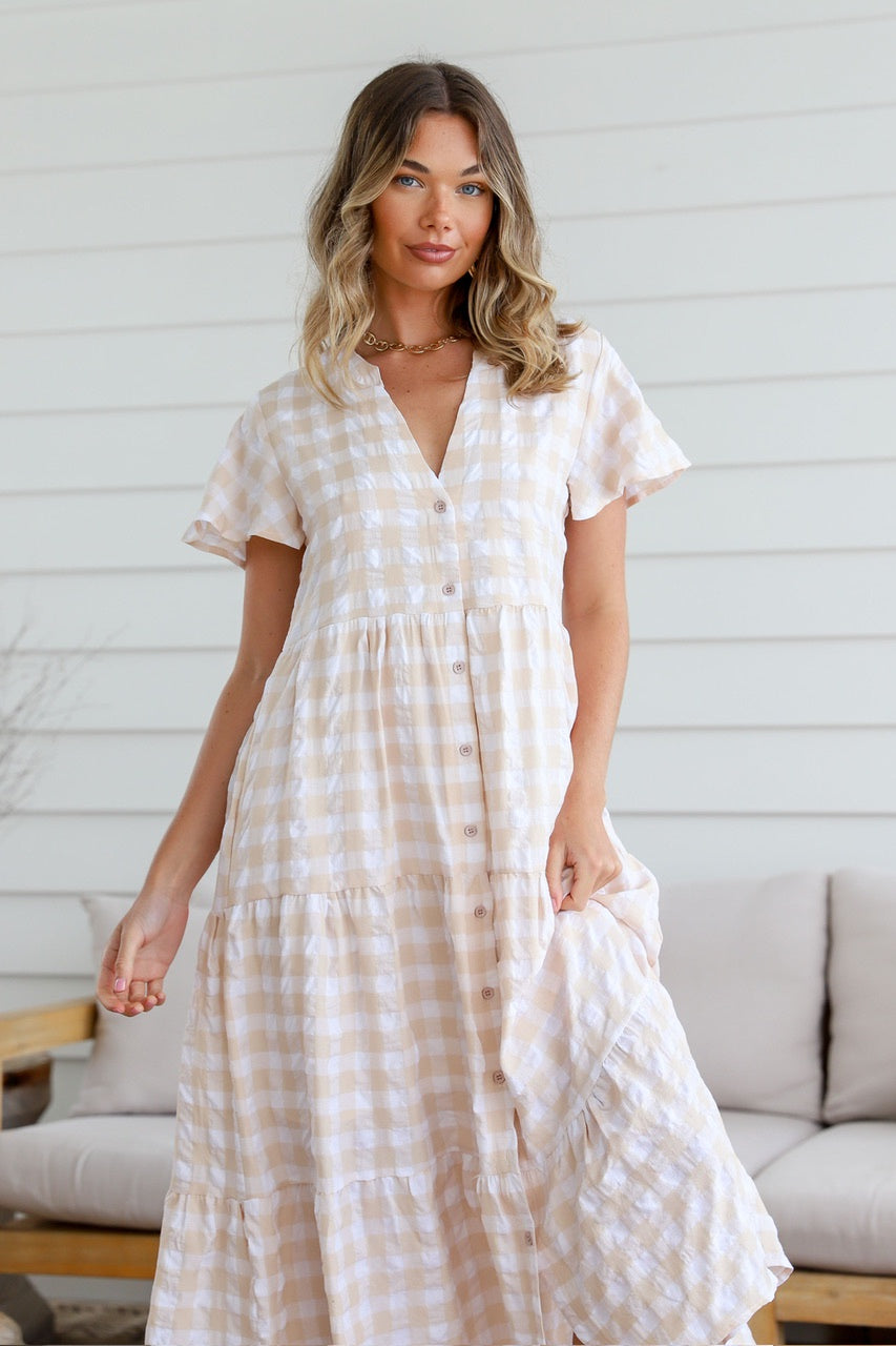 Summer Check Tier Dress