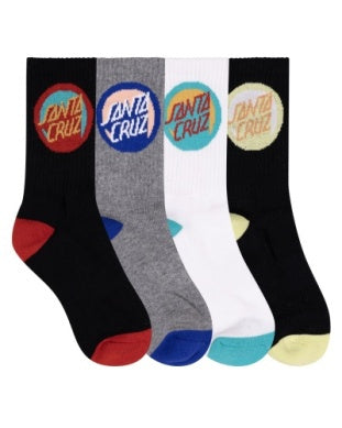 Bold Shadow Dot 4 PK Crew Socks - Teen