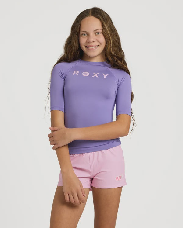 GIRLS ESSENTIAL SS RASH GAURD-PURPLE
