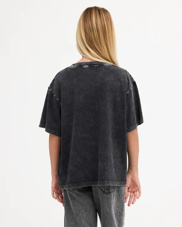 GIRLS EVEOVERSIZE WASHED T-SHIRT-ANTHRACITE